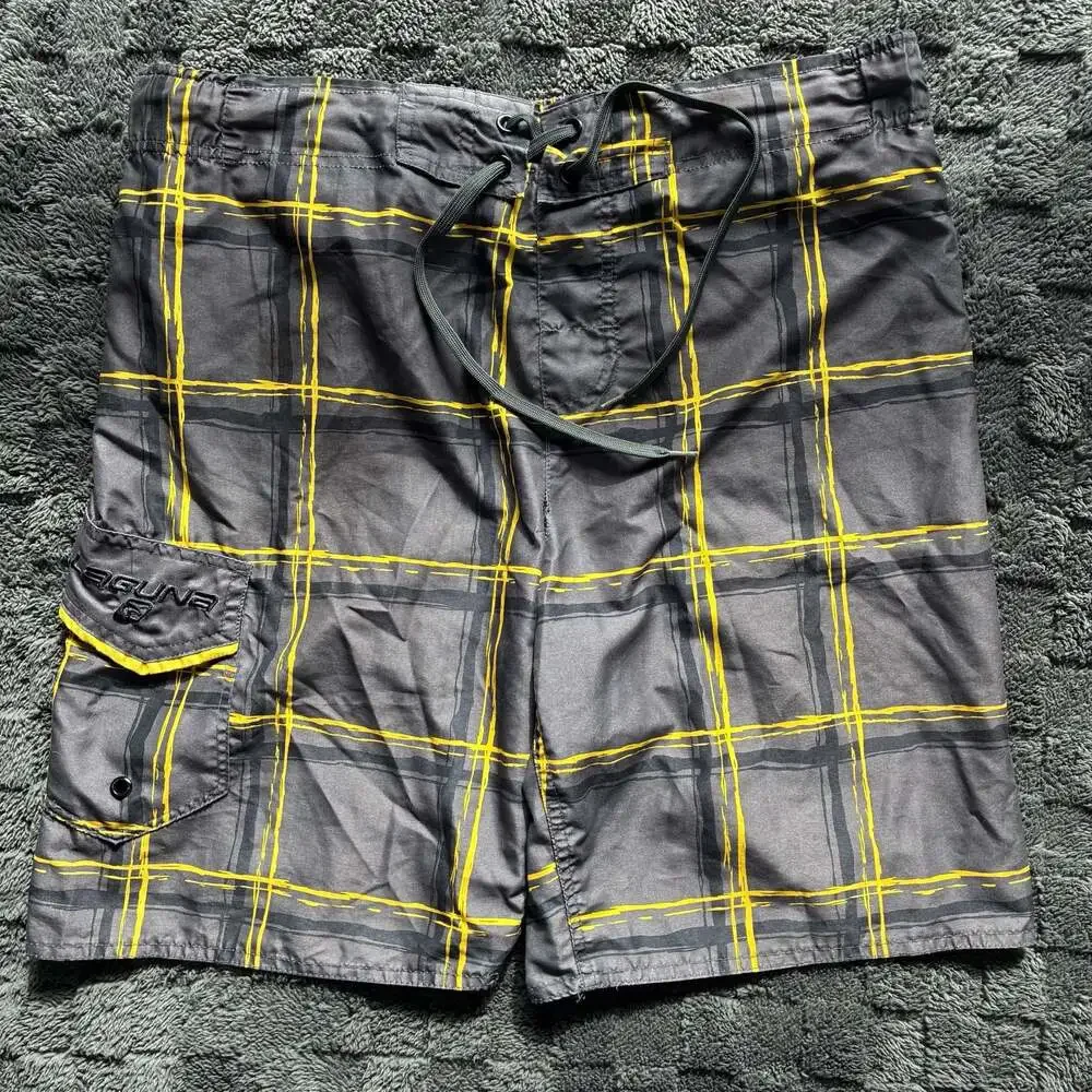 Laguna Plaid Board Shorts Y2K Surf Swim Trunks Small
